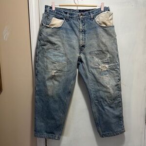 Eddie Bauer Men's Distressed Blue Jeans 36x30‎